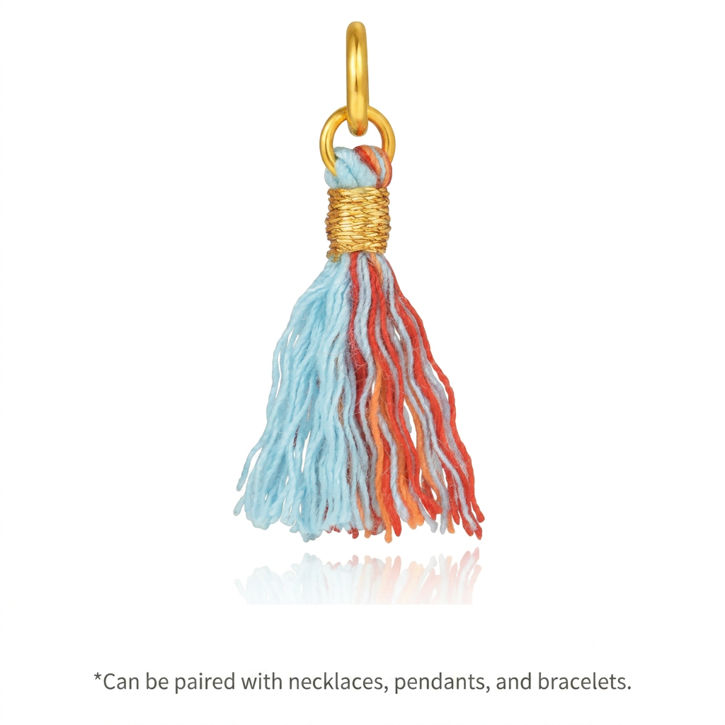 24k Gold Braided Tassel Charm Universal Pendant for Bracelet,Necklace and More
