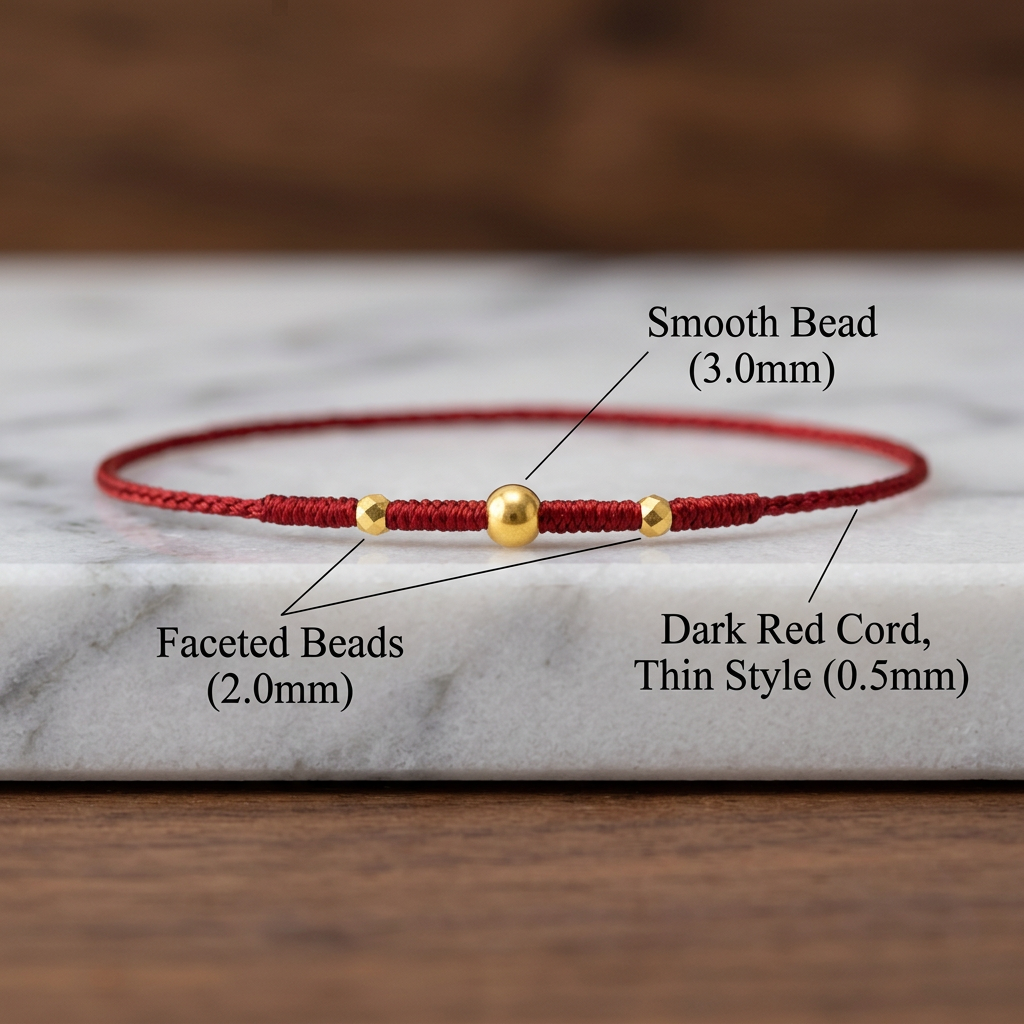 24k 999 Gold Mini Beads Minimalist Ultra-Thin Adjustable Cord Bracelet