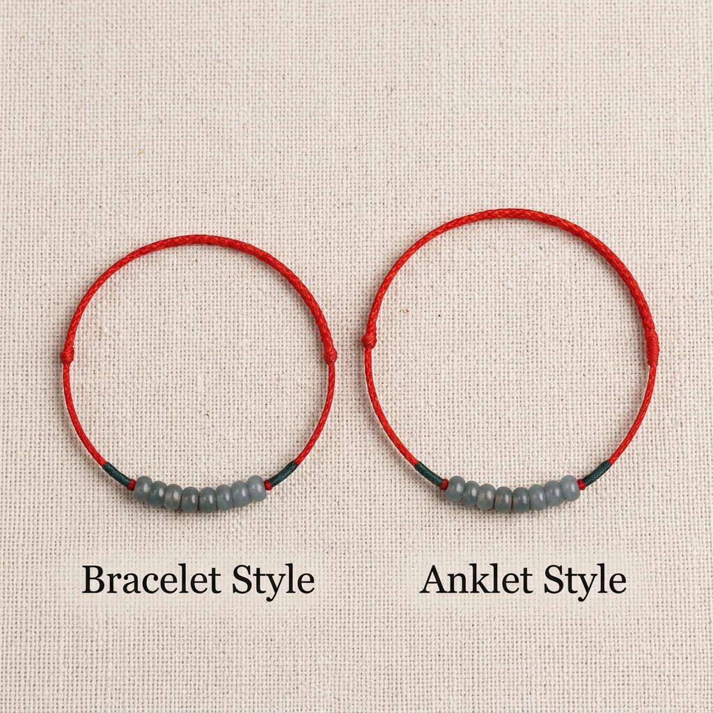 Natural Jade Beads Minimal Thin Cord Adjustable Bracelet and Anklet for Men Women and Kids