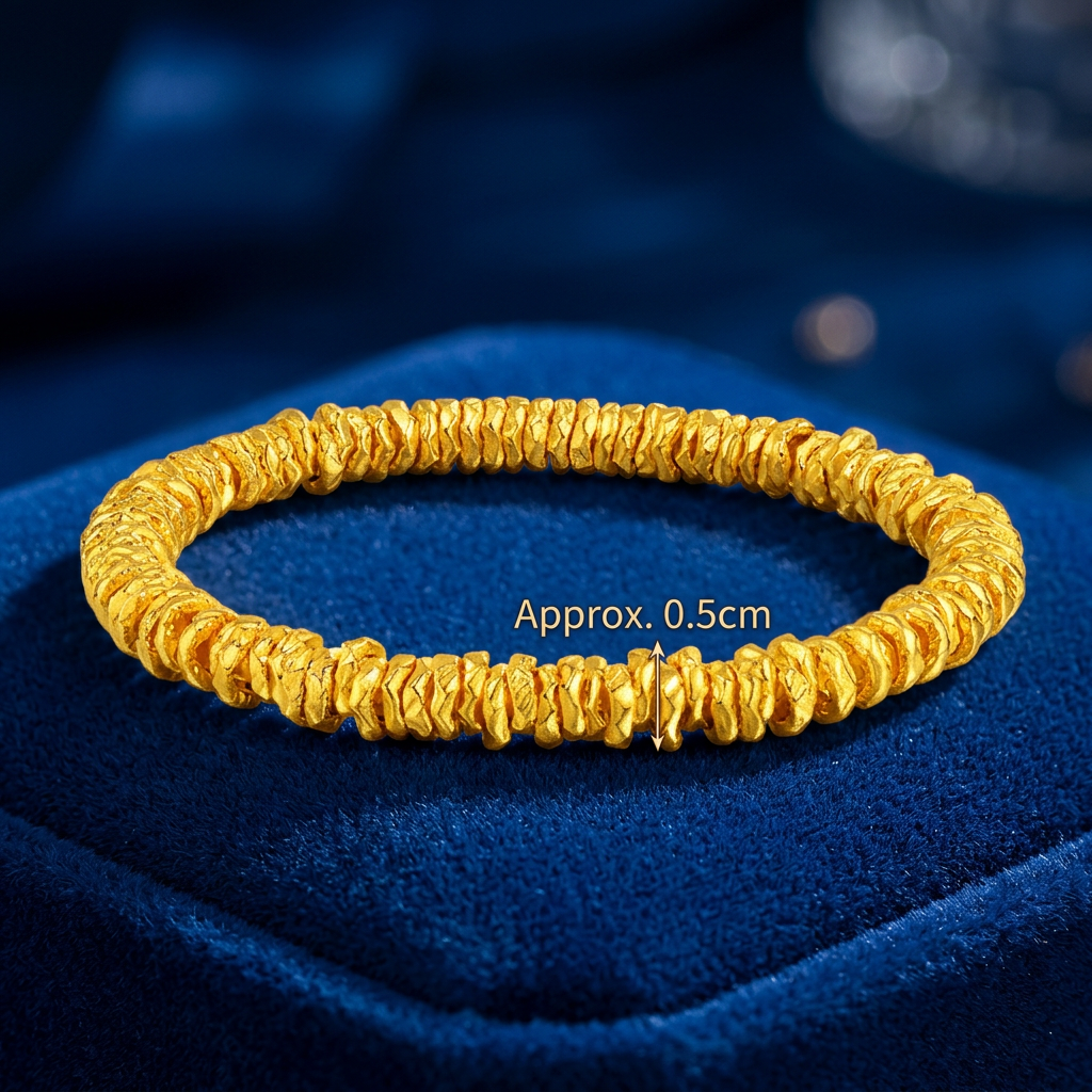 24K 999 5D Gold Abstract Minimal Irregular Beads Sparkling Bracelet