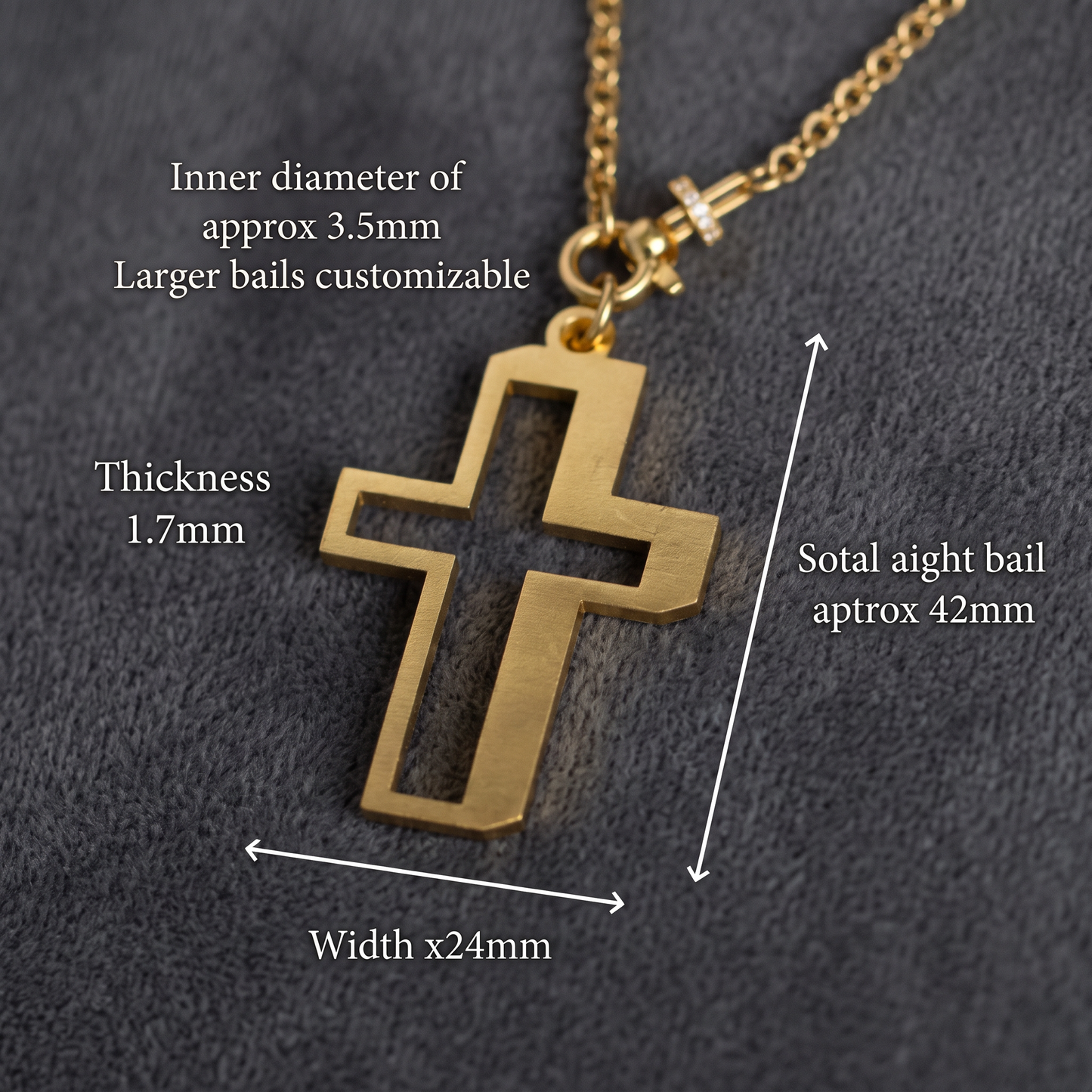24K 999 Fine Gold Men Women Unisex Cross Charm Minimal Style
