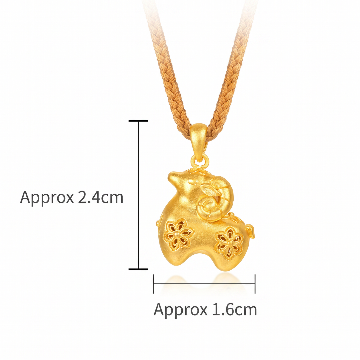 24K Gold Hollow Plum Blossom Year of Sheep Zodiac Pendant