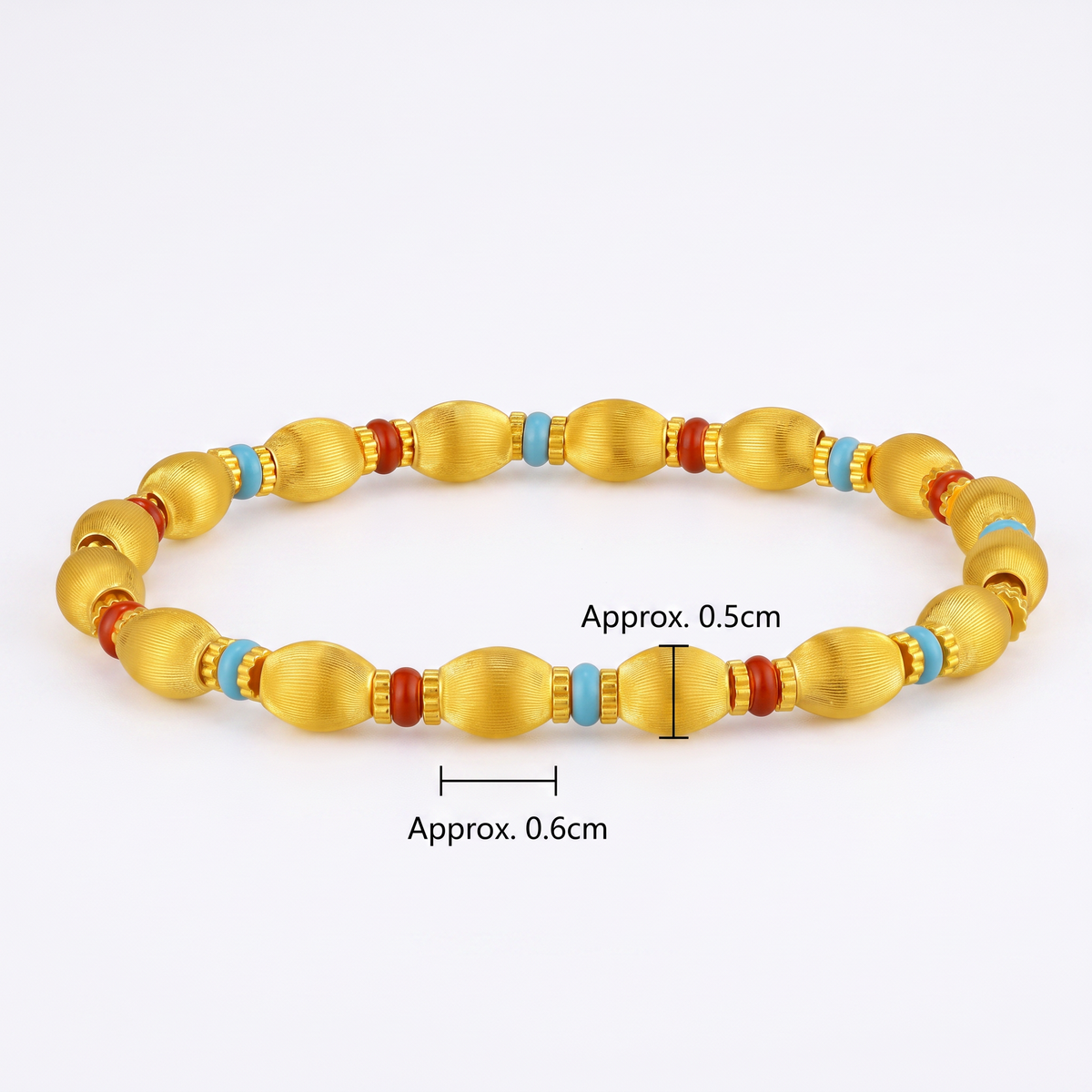 24K Gold Gemstone Olive Beads Luxurious Bracelet