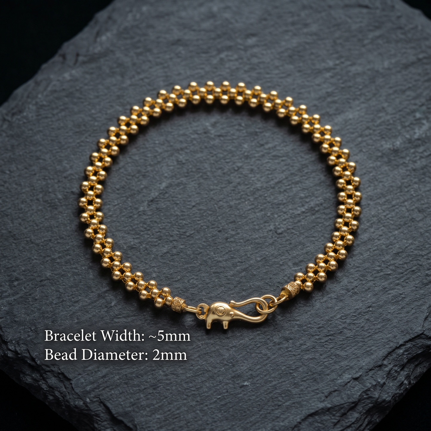 24K 999 Fine Gold 2mm Beads Minimal Style Bracelet