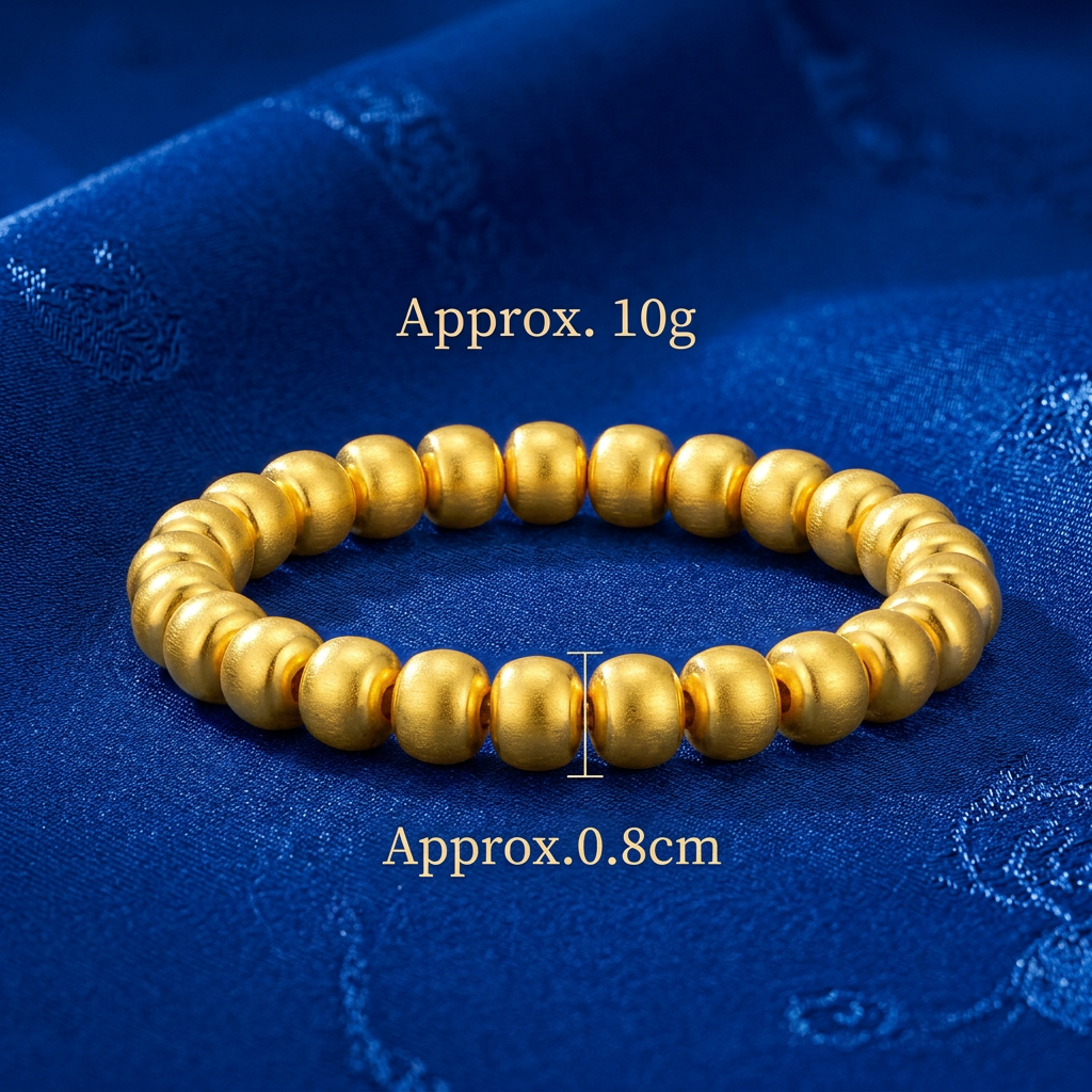 24K Gold Cat Eye Sparkling Round Beads Minimal Elastic Luxurious Bracelet