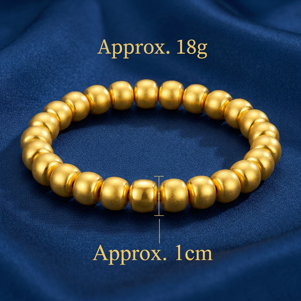 24K Gold Cat Eye Sparkling Round Beads Minimal Elastic Luxurious Bracelet