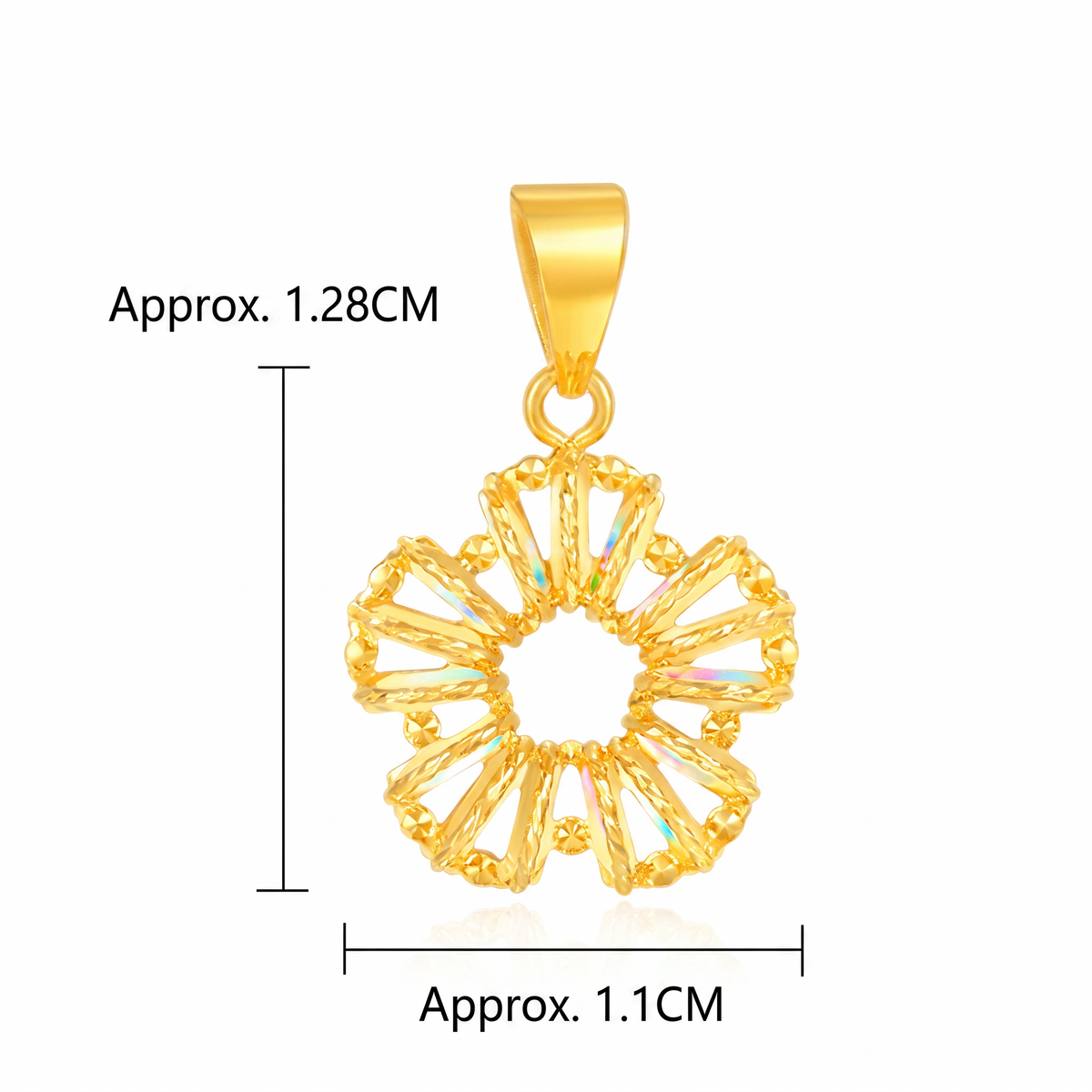 18K Gold Shimmer Flower Pendant