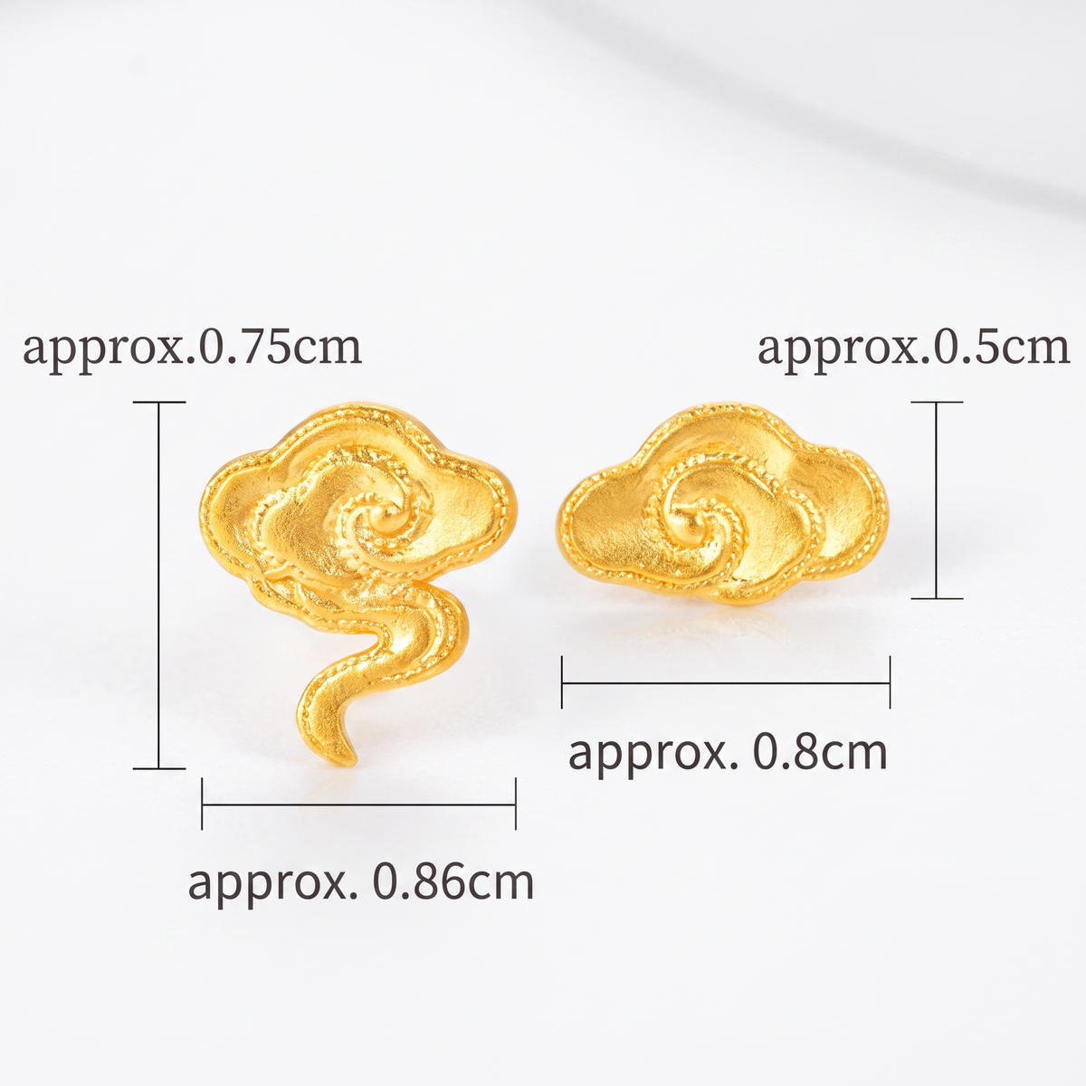 24k Fine Gold Lucky Ruyi Cloud Stud Earrings