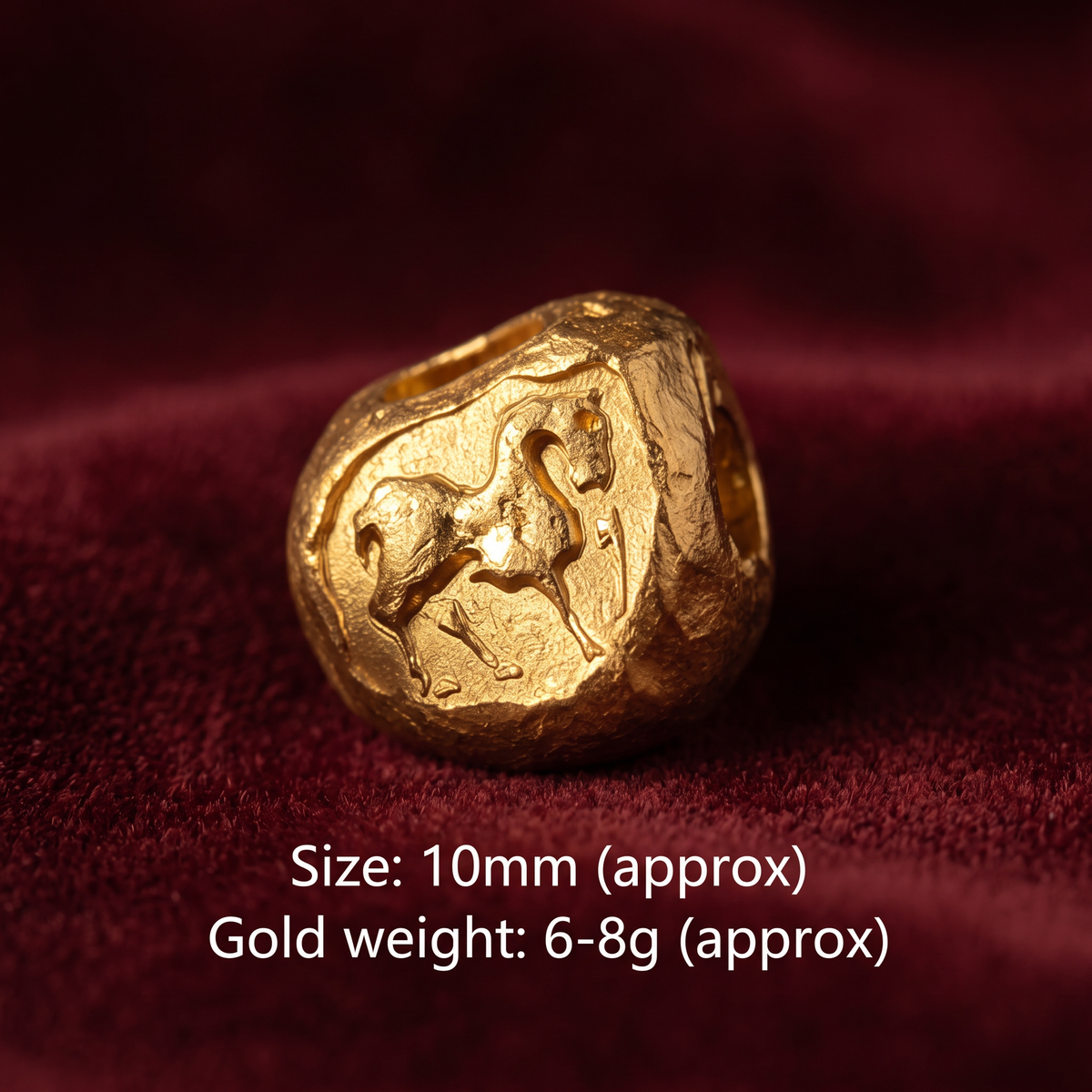 24k 999 Gold Chinese Zodiac Gold Bead Spacer Antique Style D.I.Y Craft Supply