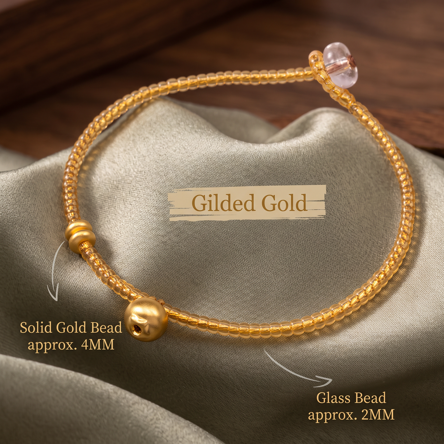 24k Fine 999 Gold Fortune Blueberry Charm Glazed Crystal Beads Bracelet