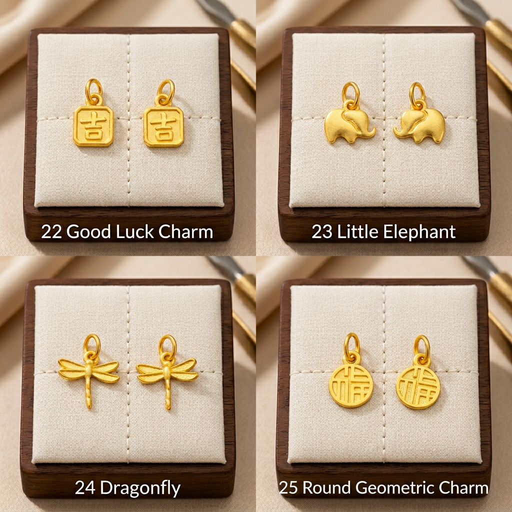 24k 999 Solid Gold D.I.Y Mini Charms Chinese Blessing Gourd Lucky Bead