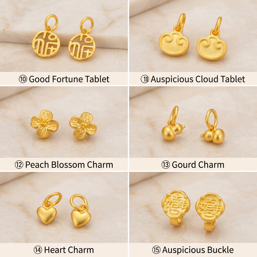 24k 999 Solid Gold D.I.Y Mini Charms Chinese Blessing Gourd Lucky Bead