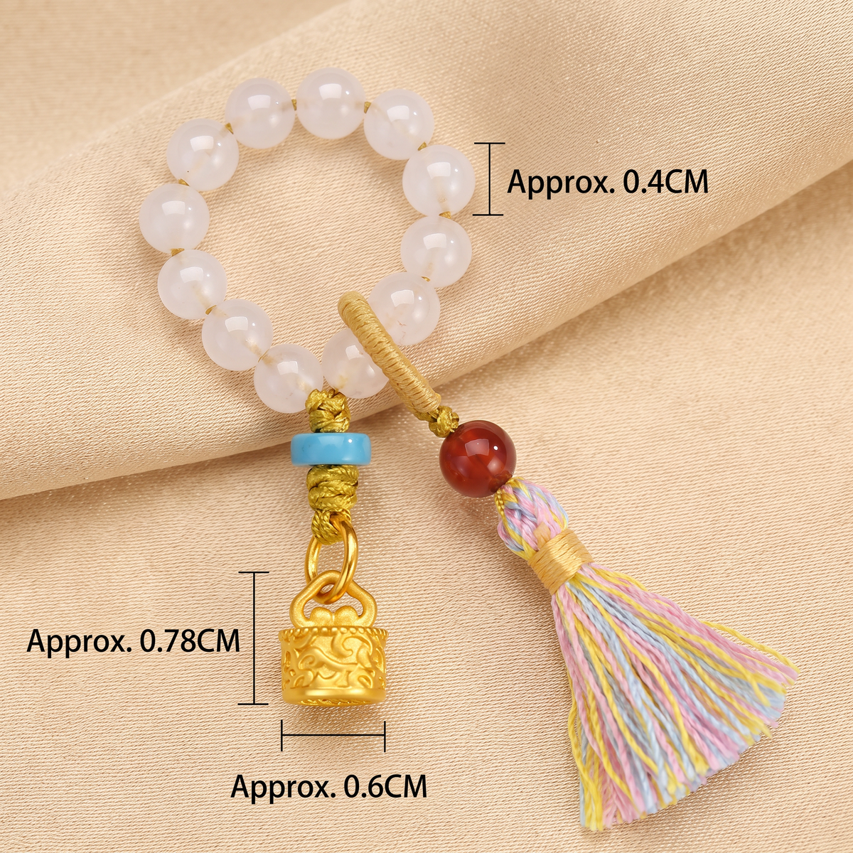 24K Gold Charm Elegance Ornament Rose Quartz Turquoise Tassel Decorative Piece Charm