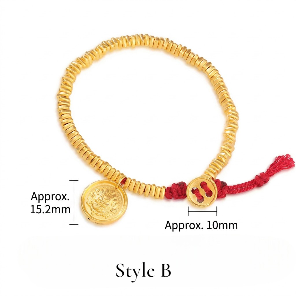 24K 999 Gold Auspicious Wealth God Charm Beads Bracelet