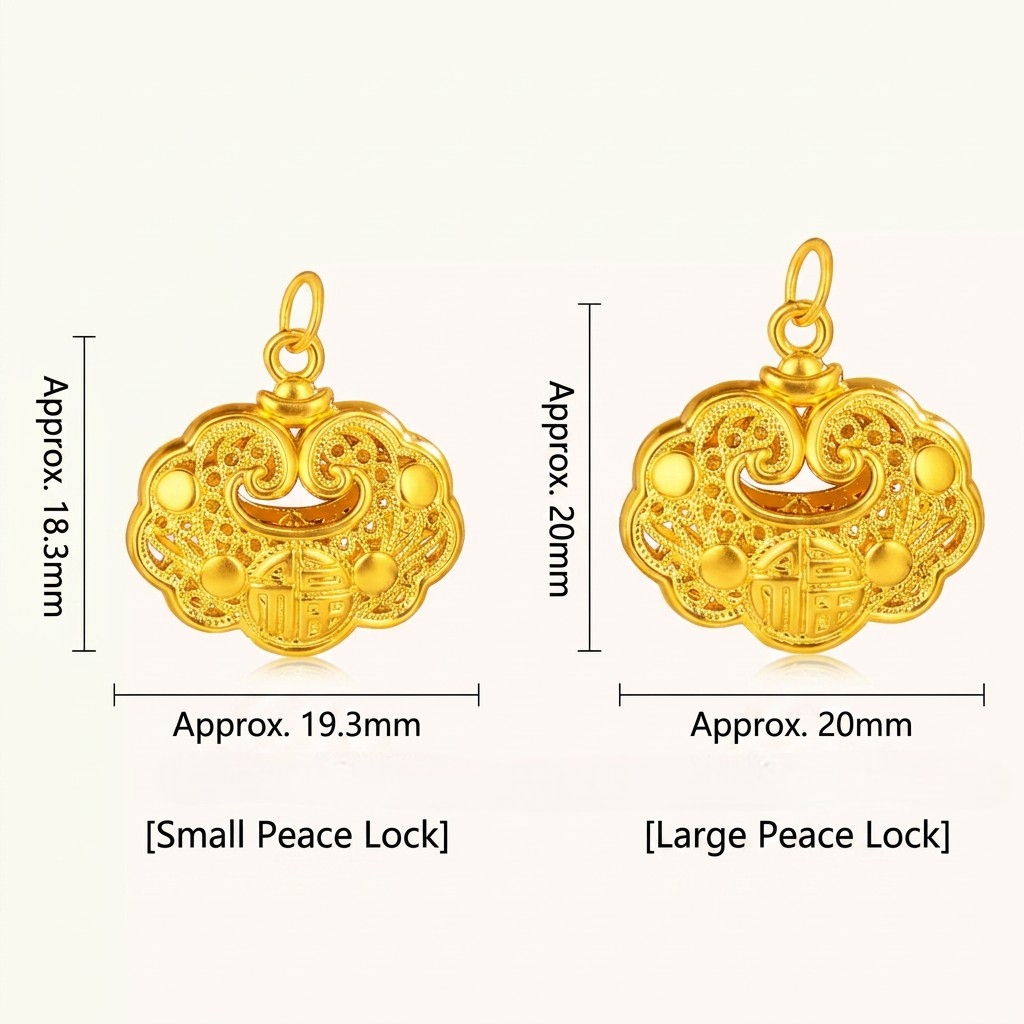 24K Gold Baby Longevity Lock Bell Pendant Weaving Necklace Full-Month & First Birthday Gift