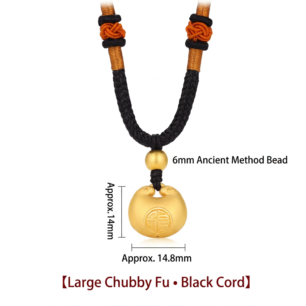 24K Gold Blessing Bag Pendant Weaving Necklace