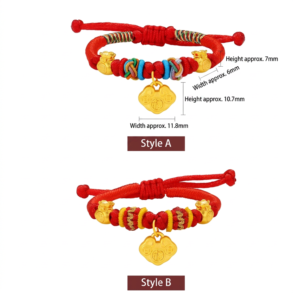 24K 999 Gold Lucky Bag Cloud Lock Blessing Charm Weaving Bracelet Kid Baby Gift Babyshower