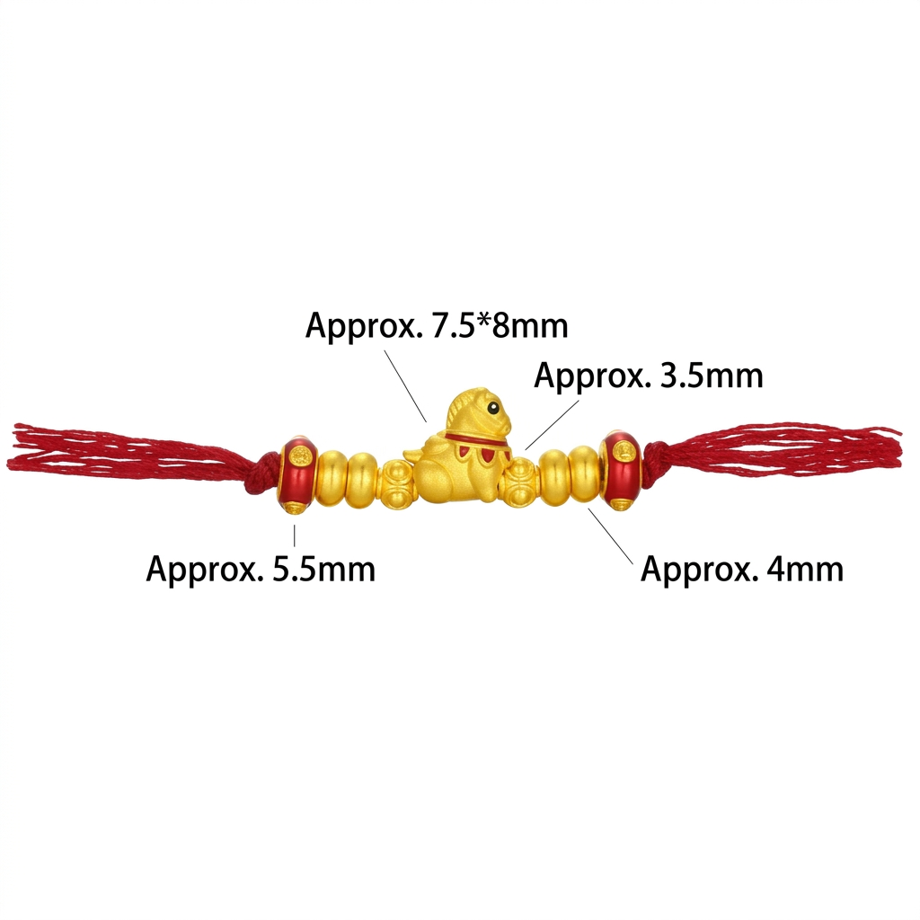 24k 999 5D Hard Gold Gilded Pixiu Horse Spacer Beads Charms D.I.Y Gift