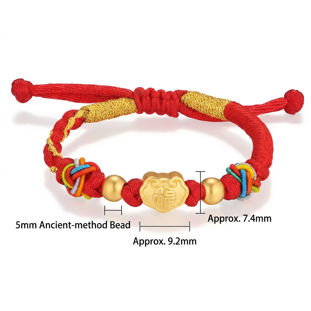 24K 999 Gold Lucky Cloud Blessing Charm Weaving Bracelet Kid Baby Gift Babyshower