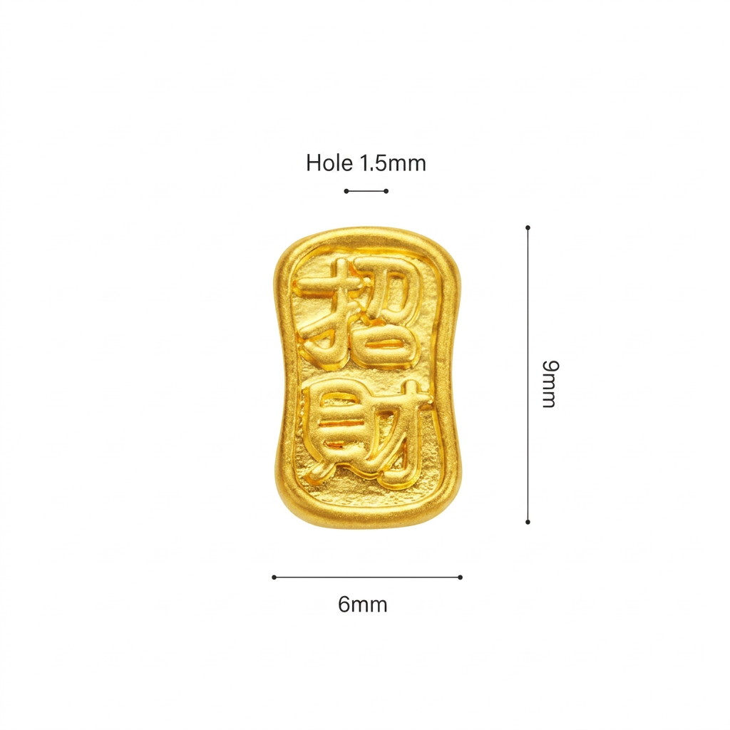 24K 999 Hard Gold Mini Wealth and Blessings Bead Charm DIY Loose Spacer Charm
