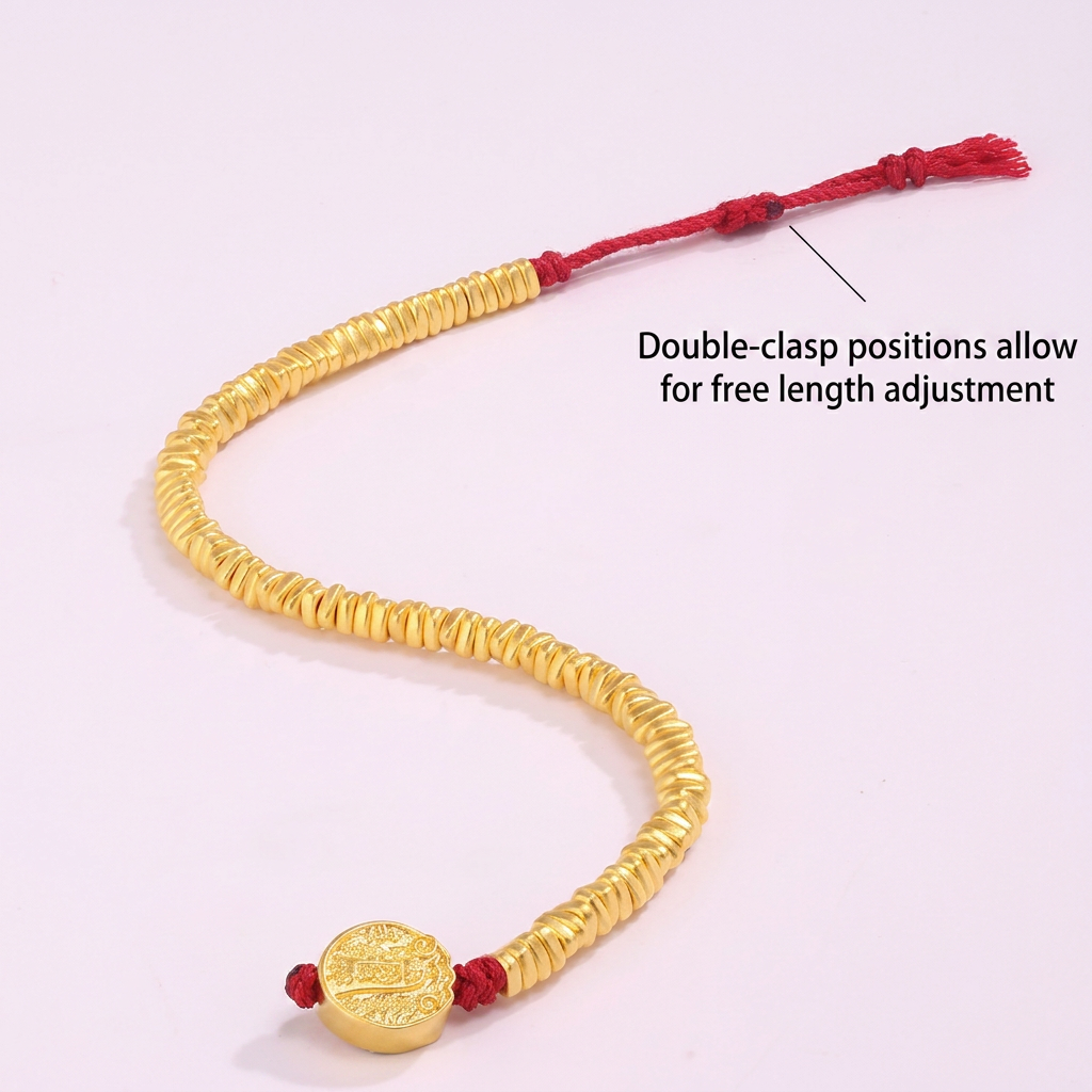 24K 999 Gold Auspicious Wealth God Charm Beads Bracelet