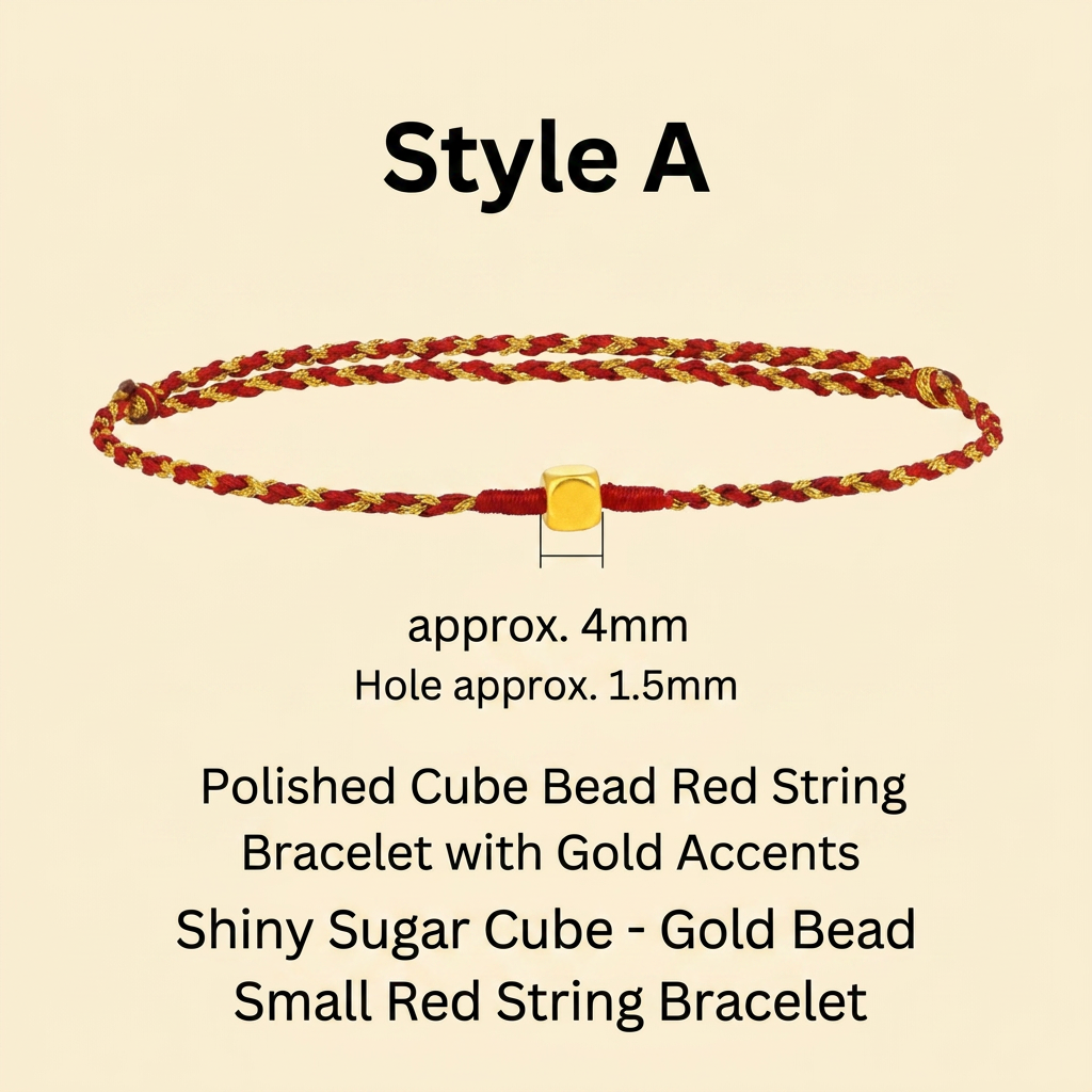 24K 999 Gold Minimal Minimalist Cube Bead Charm Adjustable Bracelet