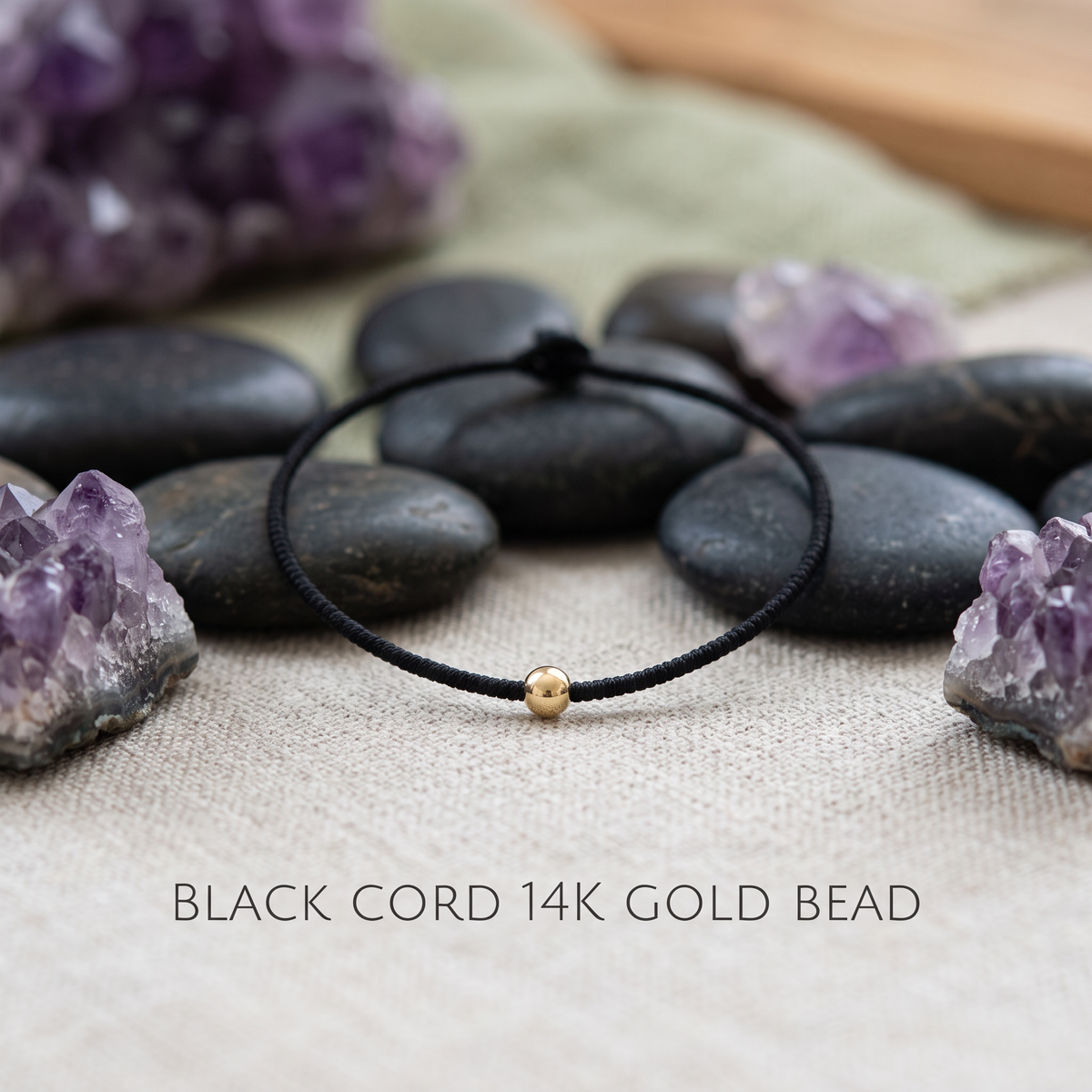 14k 24K Bead Minimal Style Plain Cord Bracelet Couple Friendship Gift