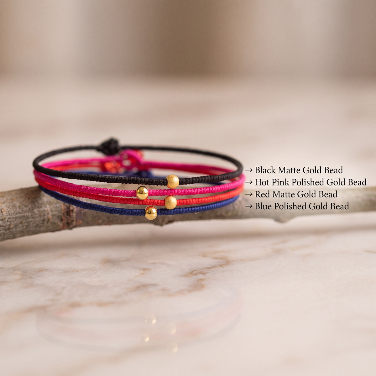 14k 24K Bead Minimal Style Plain Cord Bracelet Couple Friendship Gift