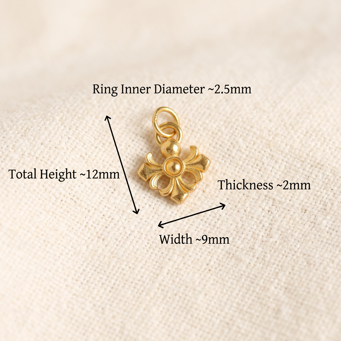 24K 999 Fine Gold Cross Twist Chain and Pendant