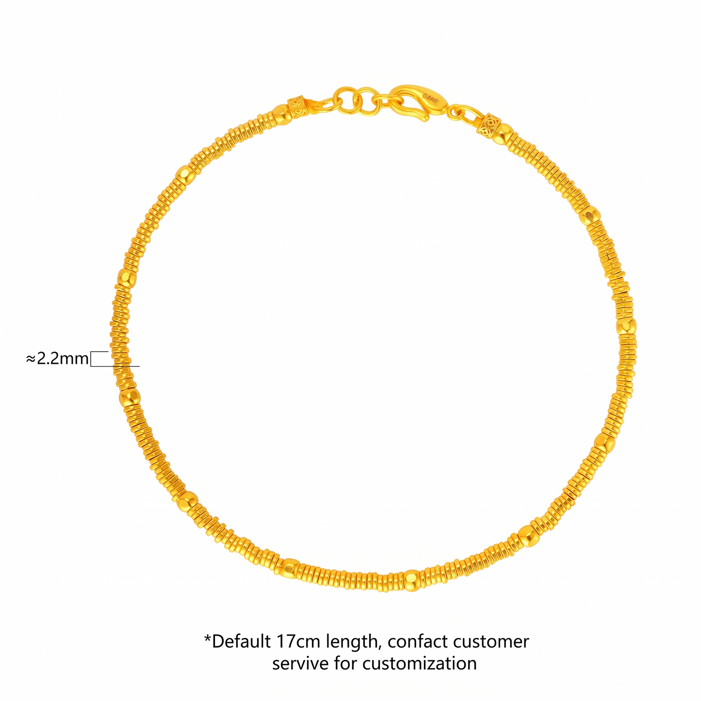 24k Pure 999 Gold Beads Minimal Minimalist Charm Bracelet