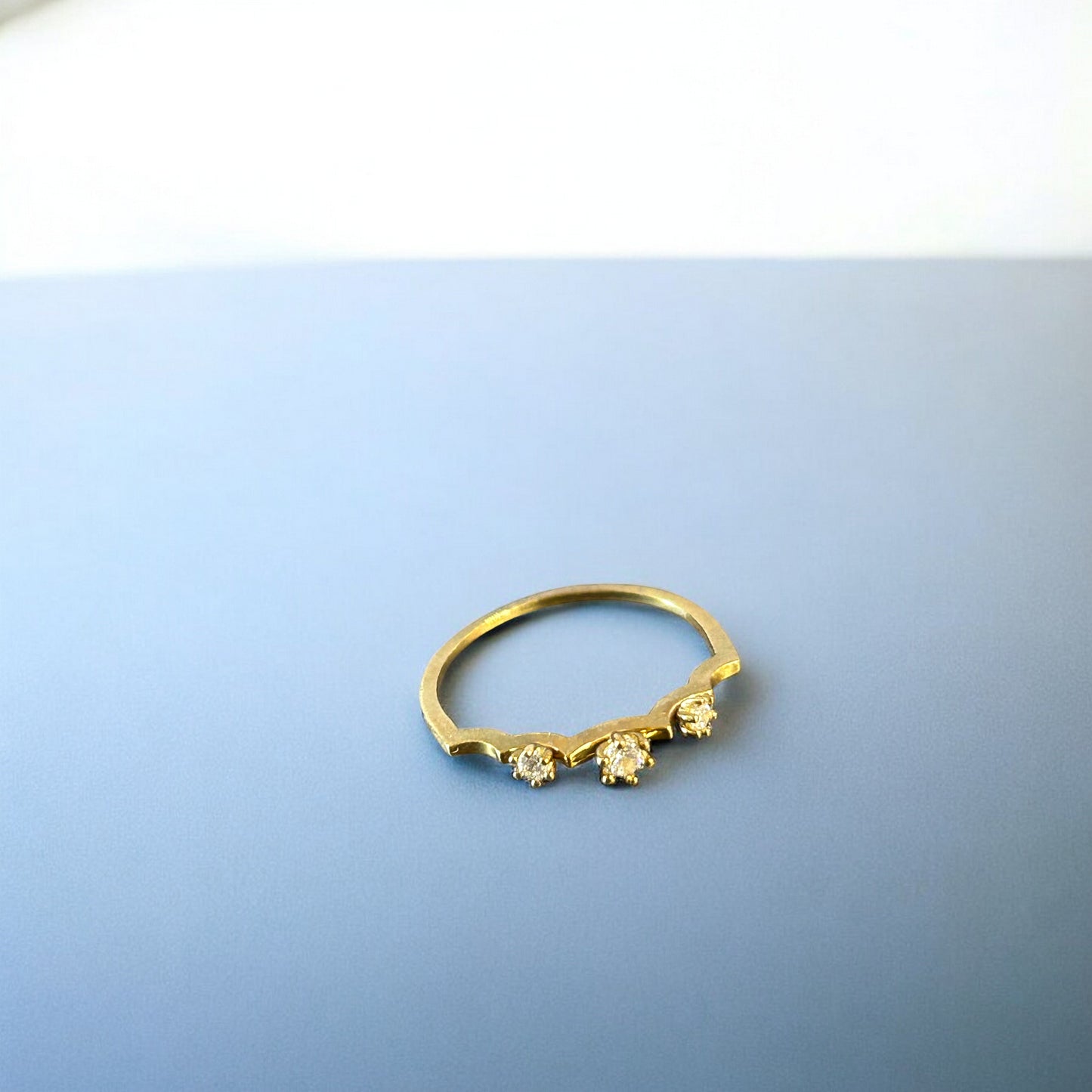 9K Pure Gold Zircon Proposal Statement Stacking Ring